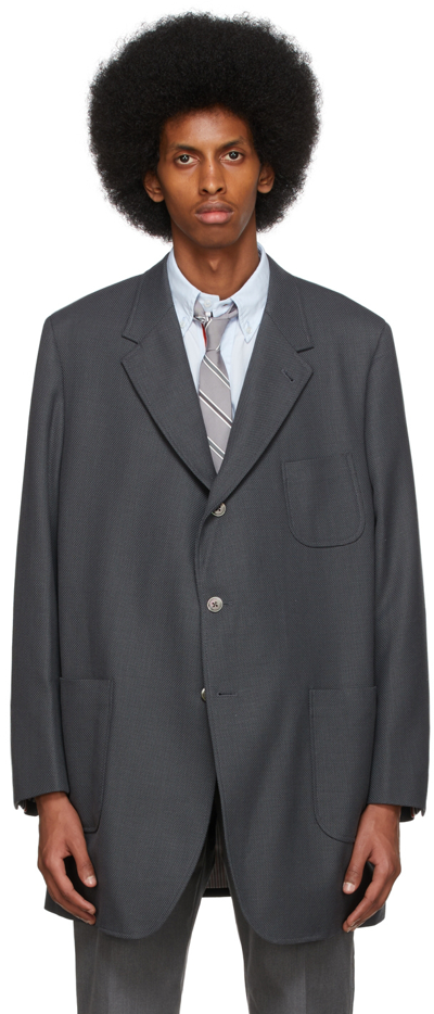 Thom Browne Grey Oversized Sack Blazer In 025 Med Gre