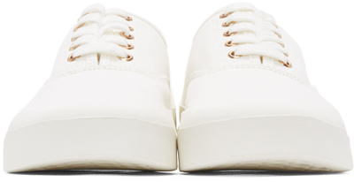 Maison Kitsuné White Canvas Laced Sneakers In P101 White