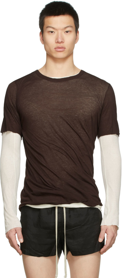 Rick Owens Burgundy Basic T-shirt In Brown