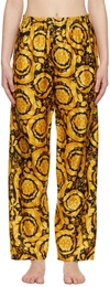 VERSACE BLACK & GOLD BAROCCO PRINT SILK PYJAMA PANTS