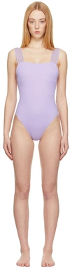 Versace Purple Greca Border One-piece Swimsuit In Violet