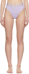 Versace Purple Medusa Band High Waist Bikini Bottom In 1l310 Lillac