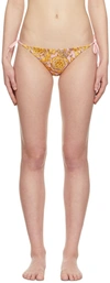 Versace Barocco-print Bikini Bottoms In 5p220 Candy+gold