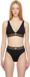 VERSACE BLACK GRECA BORDER TRIANGLE BIKINI TOP