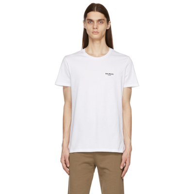 Balmain Flocked Logo Organic Cotton T-shirt In White