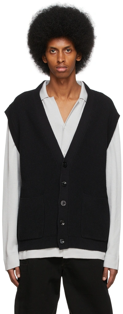 Agnona Black Vest Cardigan In K09 Black