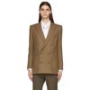BALMAIN TAUPE TWILL DOUBLE-BREASTED BLAZER