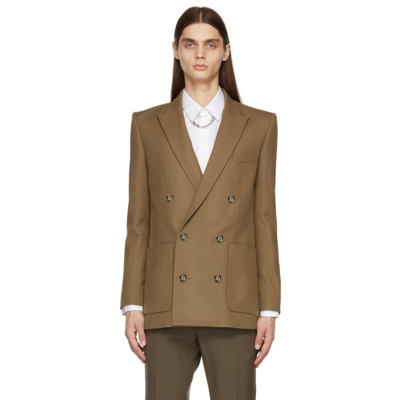 Balmain Taupe Twill Double-breasted Blazer In 8ad Taupe