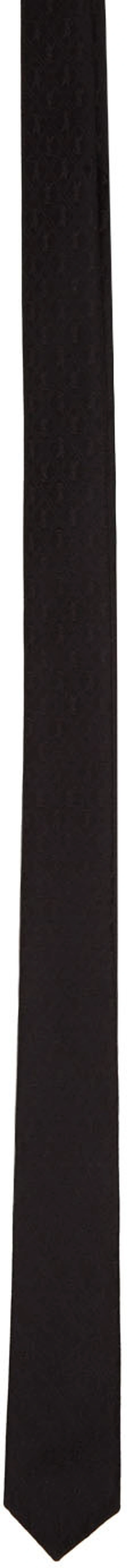 Saint Laurent Black Silk Monogram Narrow Tie