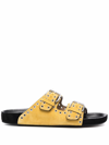 Isabel Marant Lennyo Eyelet Suede Slides In Yellow & Orange