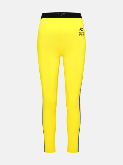 Etro Yellow Polyamide Logo Leggings