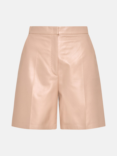 Max Mara Powder Pink Nappa Leather Lacuna Shorts