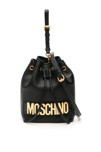 Moschino Mini Bucket Bag With Logo In Black