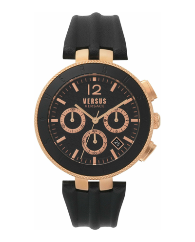 Versus Men's 44mm Logo Gent Chrono Rose Goldplated Stainless Steel Bracelet Watch In Black
