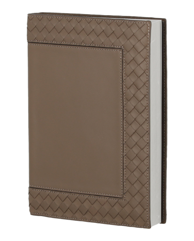 Bottega Veneta Interecciato Leather Notebook In Ash/home