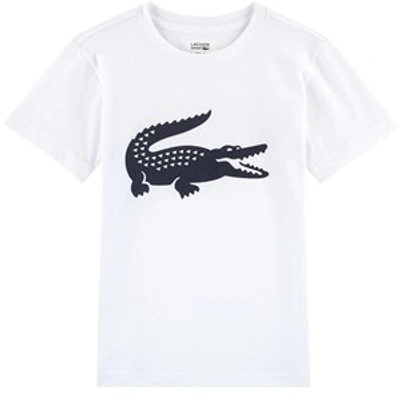 Lacoste Kids' Logo Print Crew-neck T-shirt In White