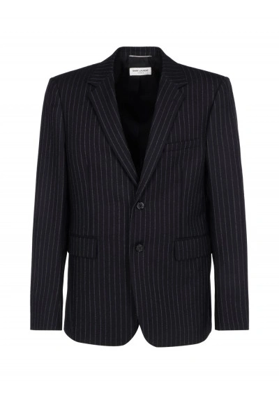 Saint Laurent Stripe-pattern Wool Blazer In Black