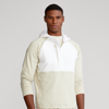 Ralph Lauren Paneled Stretch Hoodie In Basic Sand/ Pure White