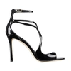 Jimmy Choo Womens Black Azia 110 Strappy Patent Leather Sandals In Black