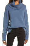 Treasure & Bond Drape Turtleneck Sweater In Blue Vintage