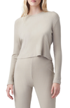 French Connection Pila Rib Jersey Crop Pullover In Soft Truffle