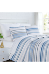 Southshore Fine Linens Coastal Stripes Oversized Quilt Sets In Coastal Stripe Blue