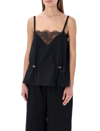 Sacai Lace Detail Flared Top - Atterley In Black