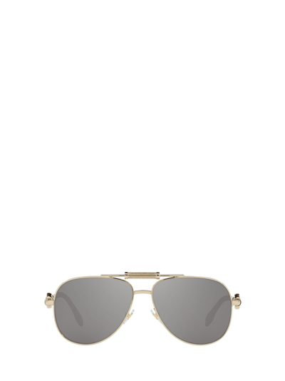 Versace Eyewear Pilot Frame Sunglasses In Gold / Grey / Silver