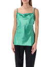 Nanushka Neza Glossy Satin Camisole In Green