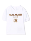 Balmain Sequin-embellished Logo T-shirt In Bianco