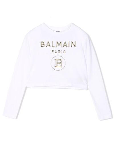 BALMAIN WHITE COTTON T-SHIRT