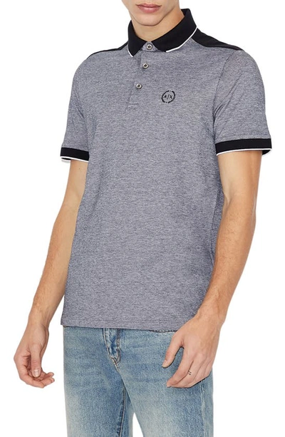 Armani Exchange Logo-embroidered Cotton Polo Shirt In Blue
