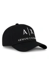 Armani Exchange Classic Embroidered Logo Baseball Cap In Black