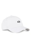 Armani Exchange Small Embroidered Logo Baseball Cap In White