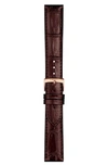 Tissot 20mm Croc Embossed Leather Watchband In Brown