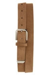 Brunello Cucinelli Men's Solid Suede Belt In C8186-tobacco