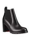 Christian Louboutin Marchacroche Leather Red Sole Booties In Black