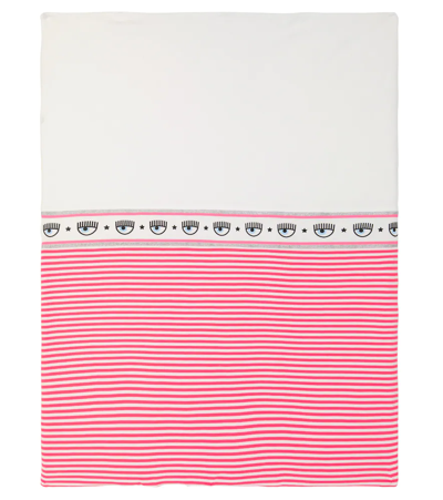 Monnalisa X Chiara Ferragni Baby Maxi Logomania Cotton Blanket In Maxilogomania Pink