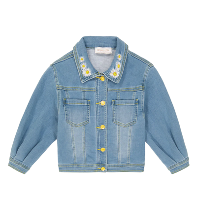 Monnalisa Kids' Stretch Denim Jacket W/ Tweety Patch In Blue