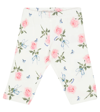 Monnalisa Babies' Floral Embroidered Leggings In Cream + Pink