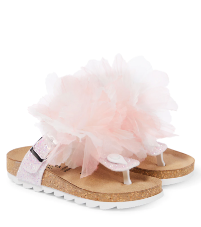 Monnalisa Kids' Ruffle-trim Sandals In Pink