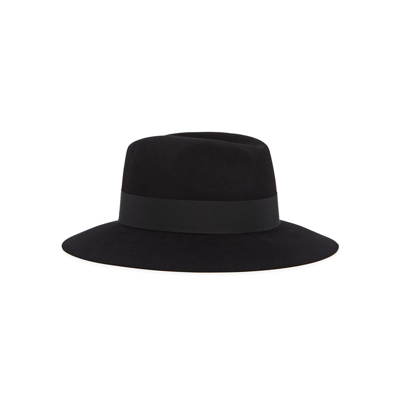 Maison Michel Paris Henrietta Black Rabbit Felt Fedora