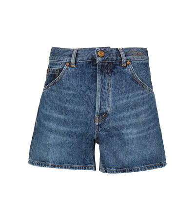 Chloé Embroidered High-rise Denim Shorts In Blue