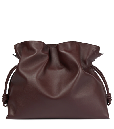 Loewe Flamenco Xl Leather Shoulder Bag In Prune