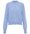 Acne Studios Keva Face Patch Wool Cardigan In Cornflower Blue Melange
