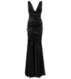 DOLCE & GABBANA RUCHED SILK-BLEND SATIN GOWN