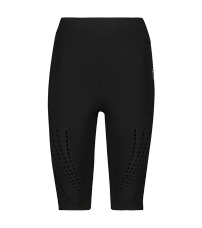 Adidas By Stella Mccartney Laser-cut Biker Shorts In Black