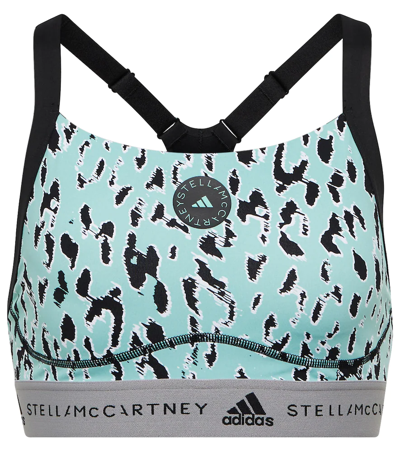 Adidas By Stella Mccartney Truepurpose Leopard-print Training Sports Bra In Blue