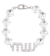 Miu Miu Logo Crystal-embellished Bracelet In Acciaio+crystal