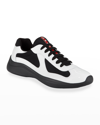 PRADA MEN'S AMERICA'S CUP PATENT LEATHER PATCHWORK SNEAKERS